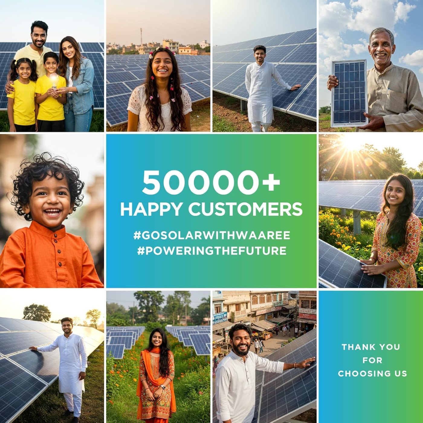 50000+ happy Waaree solar customers across India